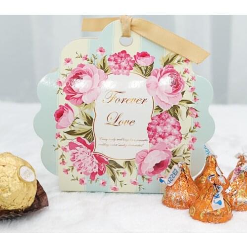 25Pcs Printed Flower Wedding Favors Candy Boxes,Christmas Gift Boxes ,Event Party Supplies Candy Box