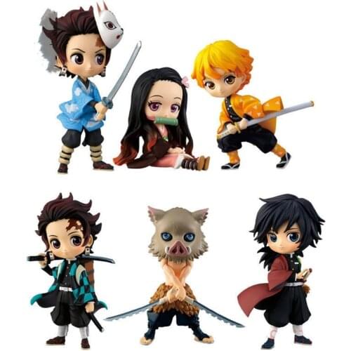 3pcs/set Japanese Anime Props Kamado Tanjirou Kimetsu No Yaiba Demon Slayer Model DOLL toys Gift for fans 10CM with box