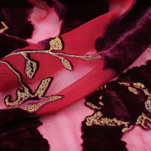 4 Yards Gilding Burnt Out Velvet Silk Fabric