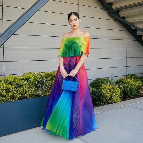 African Dresses Summer Rainbow Sexy Beach Boho Dress Women Party Robe Africain Femme Sleeveless Bandage Maxi Dresses for Women