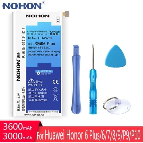 NOHON Battery For Huawei Honor 6 Plus 7 8 Lite 9 HB4547B6EBC HB366481ECW HB494590EBC P9 P10 Replacement Bateria Free Tools NEW
