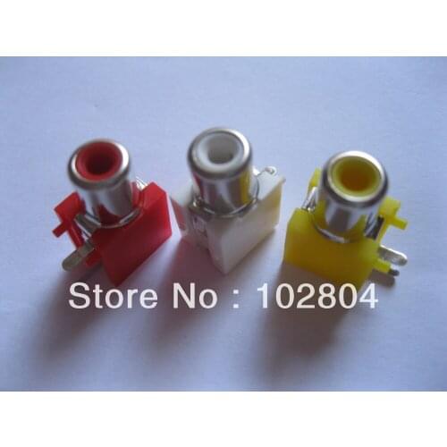 AV-8.4-1 AV Pin Jack 3 Color RCA Female Audio Video AV Socket Connector 60 pcs per Lot