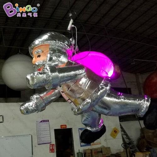 Free shipping 2 meters LED lighting inflatable Santa Claus for Christmas decoration silvery hanging customized Christmas toy