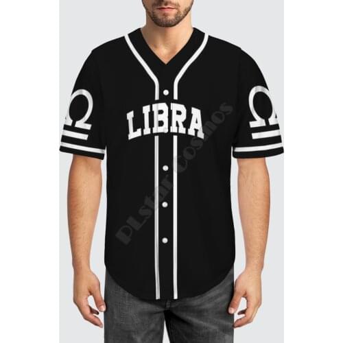 Baseball Jersey Beach Summer Libra 3D All Over Printed Mens Shirt Casual Shirts hip hop Black tops 09