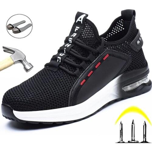 Summer Breathable Work Safety Shoes Anti-smashing Steel Toe Cap Work Boots Construction Indestructible Work Sports Mens Shoes