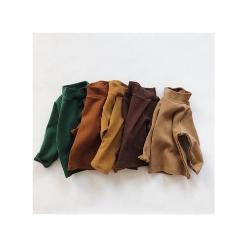 Childrens Bottoming T Shirt 2020 Winter New Baby Boys and Girls Solid Wild Casual T Shirt Baby Korean Turtleneck Tees 2-7 Year