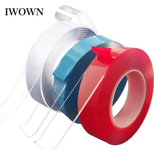 1/3/5M Double Sided Traceless Nano Tape Transparent Reusable Waterproof Self-Adhesive Tapes Glue Cleanable for Home gekkotape