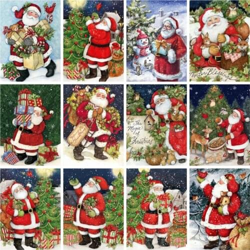 Huacan Diamond Mosaic Painting Santa Claus Diamond Embroidery Full Square Christmas Decor Picture Of Rhinestones