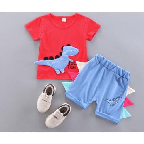 Kids Clothes Suit Summer Children Boy Girl Dinosaur T Shirt Shorts 2Pcs/sets Baby Toddler Clothing Infant Sportswear 0-5 Years