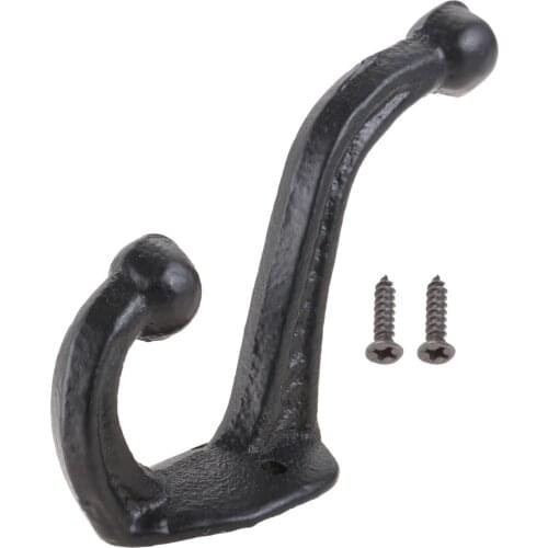 Antique Black Modern Farmhouse Hanger Hook Rustic Cast Iron Wall Mounted Coat Hooks for Hanging Coats Bag Hats Towels 119*85mm