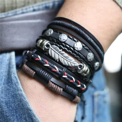 Fashion Vintage Boho Wrap Leather Charm Bracelet Men Homme Bileklik Accesorios Pulseras Mujer Men Bracelets for Women Jewelry