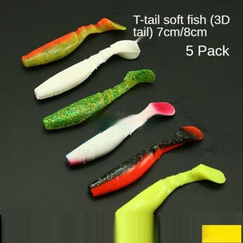 Multi-Pack Lure T Tail Soft Bait Weever Mandarin Fish Catfish Root Fishing Jig Hook Worm Hot Selling