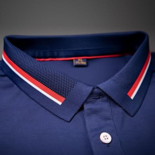 2021 Mens Double-Sided Jacquard Collar Business Polo Shirt Youth Casual Lapel Short Sleeve Handsome Polo Shirt