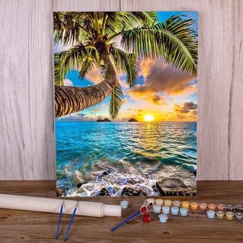 Seaside Landscape Painting By Numbers Package Acrylic Paints 40*50 Painting On Canvas Handmade For Kids Wall Handiwork