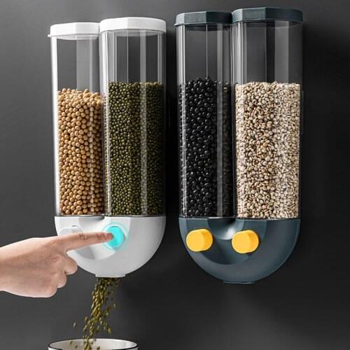 Wall-Mounted Whole Grain Storage Box Sealed Cans Food Storage Containers Organizer Plastic Jars Household Items Kitchen Supplies
