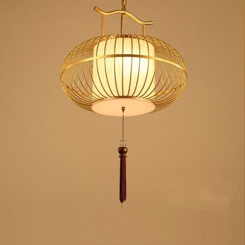 New chinese style wrought iron pendant light antique bird cage lamp bird cage pendant light balcony lamps