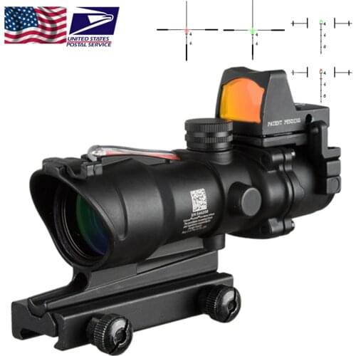 4X32 Optic Scope Riflescope CAHEVRON Reticle Fiber Green red Illuminated Optic Sight With RMR Mini Red Dot Sight
