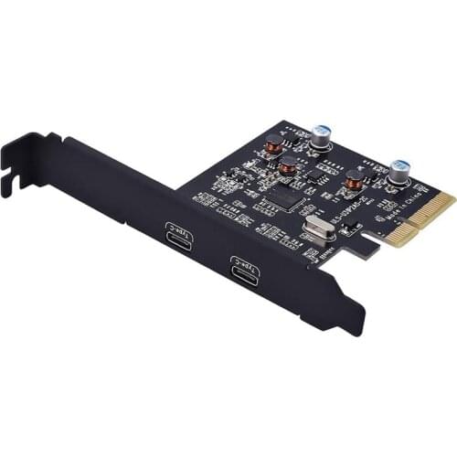PCI-E PCI Express 4X to USB 3.1 Gen 2 (10 Gbps) 2-Port Type C Expansion Card Asmedia Chipset for Windows 7/8/8.1/10