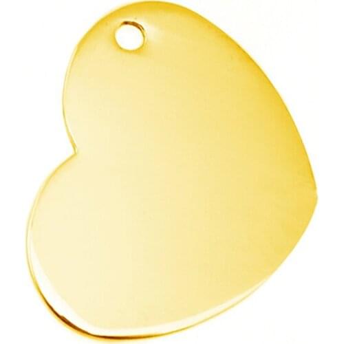 100% Stainless Steel Silver Color Heart Charm Pendant Metal Blank Heart Tag Charms High Polished Wholesale 50pcs