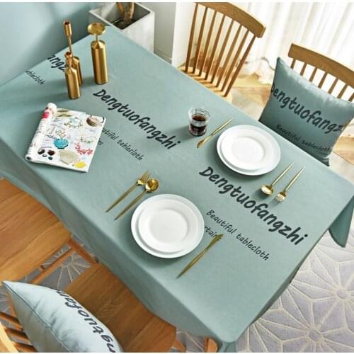 Simple and Modern Tablecloth Cloth Art Cotton and Linen Small Fresh English Words Waterproof Tea Table Table Cloth