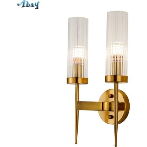 Nordic American Luxury Copper Wall Lamps Deluxe Modern Bedroom Bedside Crystal wall Lights Kitchen Bathroom Decoration Fixtures