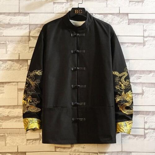 Chinese Dragon Shirt Embroidery Bomber Jacket Men 2021 Japanese Streetwear Men Jacket Winter Casual Jackets For Men 5Xl 12728