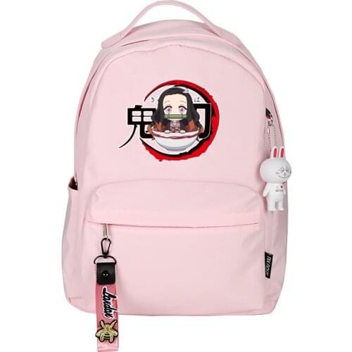 Demon Slayer: Kimetsu no Yaiba Women Bagpack Kawaii School Bags Anime Bookbag Kamado Nezuko Small Travel Backpack Nylon Rugzak