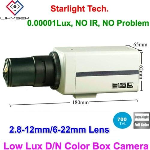 Sony Super HAD CCD 700TVL 6-22mm DSP EFFIO-E Super low light Starlight Box Camera with 2.8-12mm CS Lens 0.00001 lux