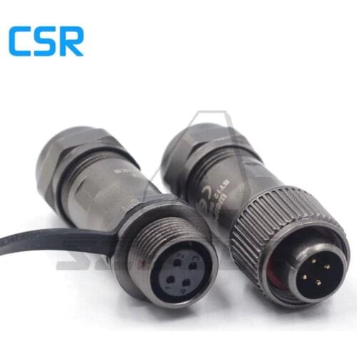 ST12 4pin Metal waterproof connector IP67 male and female cable butt plug and socket