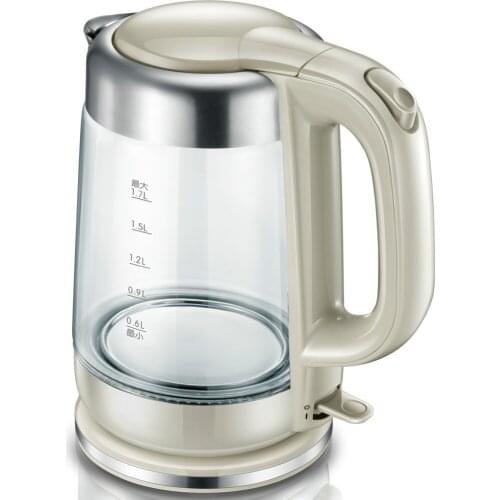 A glass electric kettle is used to power a with an automatic failure