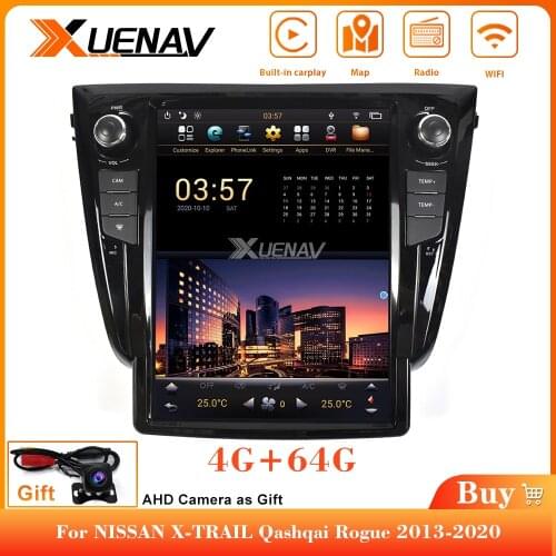 Car Radio Player For NISSAN X-TRAIL Qashqai Rogue 2013-2020 Tesla Style Vertical Screen GPS Navigation for NISSAN