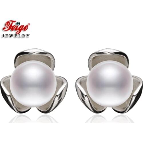 New Design 925 Sterling Silver White Natural Cultured Pearl Stud Earrings for Womens Party Gifts Fine Jewelry Wholesale FEIGE