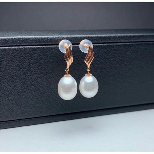 Shilovem 18k yellow Natural freshwater pearls Drop Earrings fine Jewelry women trendy anniversary party new gift myme0911888zz