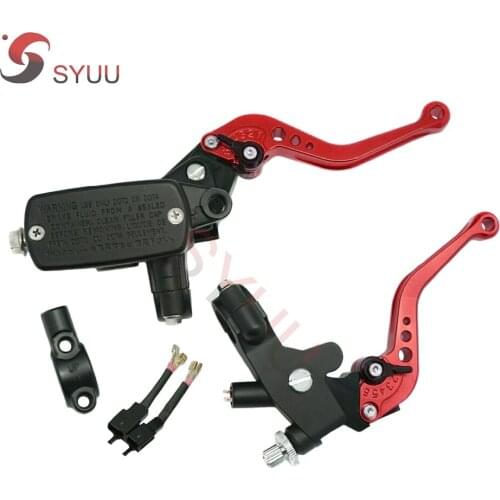 1 Pair RED CNC Motorcycle Clutch Brake Master Cylinder Kit Handlebars Reservoir Levers Set OEM 7/8" 22mm Standard Handle Bar