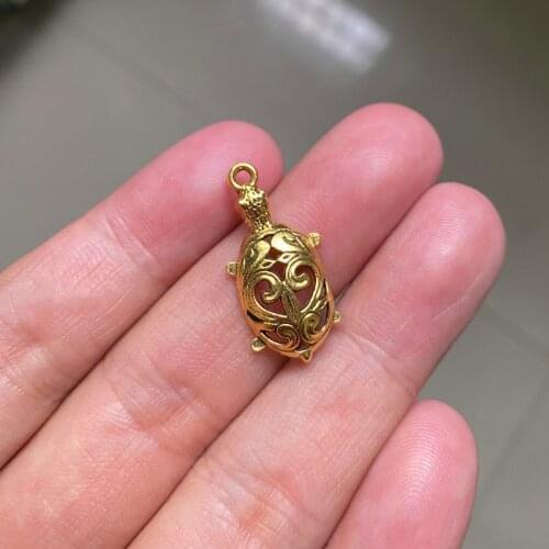 10pcs Antique Gold Color Cute Hollow Little Turtle Pendant DIY Necklace Bracelet Charms Jewelry Handicraft Making Wholesale