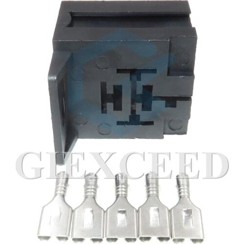 2 Sets 5 Pin 3334485008 Automotive Relay Base Holder Sockets With Mounting Bracket For 5Pin Relay