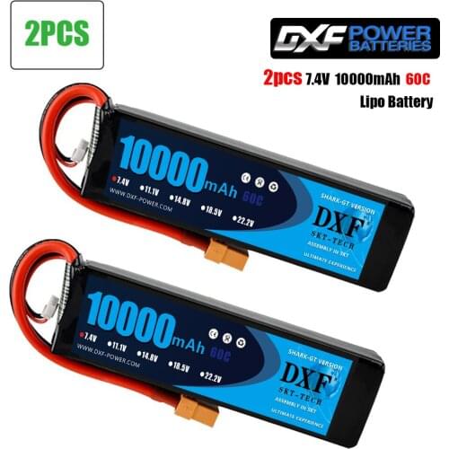 DXF 2PCS lipo Battery 2S 7.4V 10000mah 60C 120C HV for rc Car drone FPV Walkera QR X350 PRO Quadcopter