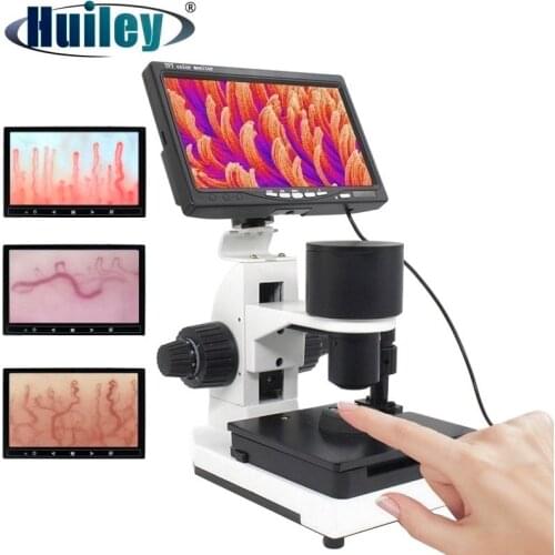 400X HD Color Digital Nailfold Capillary Microcirculation Instrument Zoom Microscope 7" Display Nailfold Detector USB Microscope