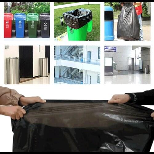 50 Pcs/Set Big Capacity Trash Bag Heavy Duty 15 Gallon Extra Large Commercial Trash Bag Garbage Yard Black Hotel Market TrashBag