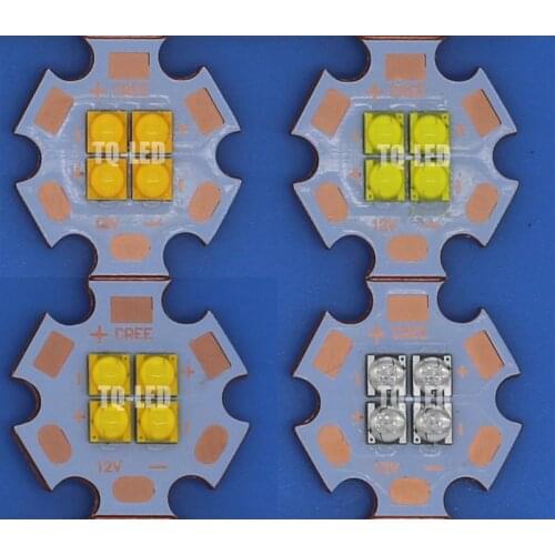 6V/12V Cree XTE LED XT-E 4Chips 4W-18W High Power LED Emitter Royal Blue Cool White Warm White LED with 20MM Cooper PCB