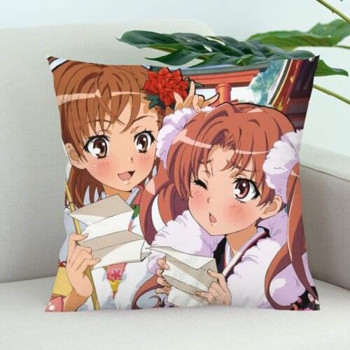 A Certain Scientific Railgun Pillow Cover Bedroom Home Office Decorative Pillowcase Square Zipper Pillow Cases Satin Soft