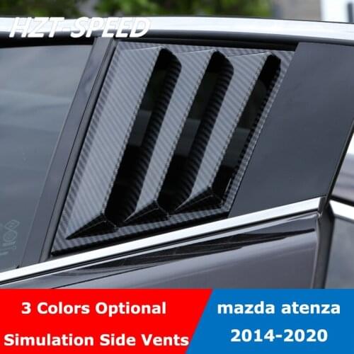 ABS Carbon Fiber Looking Rear Quarter Panel Window Side Louvers Vent For Mazda Atenza 2014-2020