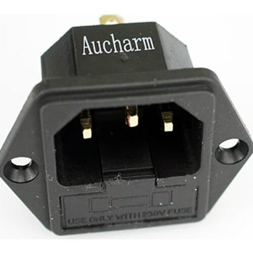 Aucharm Gold Plated Copper IEC Socket Fuse Seat HIFI Audio Power Adapter