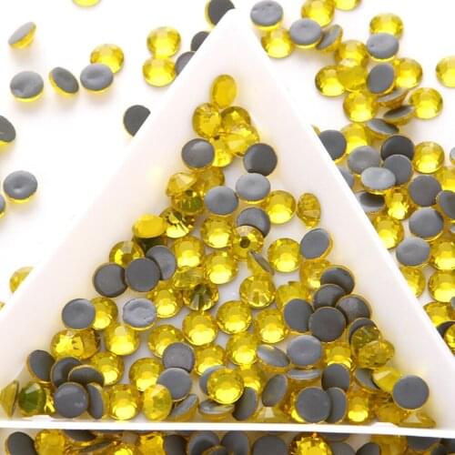 Glitter SS6-SS30 HotFix Rhinstones Glass Crystal DMC Bright Color Glue Back Flatback Iron-on Hot fix Rhinestone For Clothes