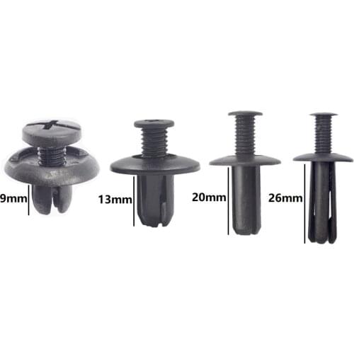 30 Pcs Black Plastic 8mm Hole 4 sizes Door Rivet Cars Lined Cover Trim Panel Clip Fastener Universal