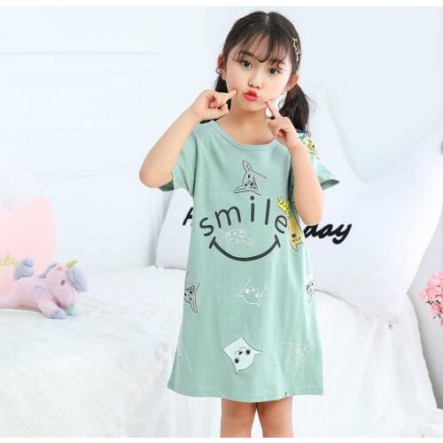 Children Summer Girl Nightgown Pajamas Cartoon Nightdress Girl Sleepwear Night Dress Baby Nightdress Children Cotton Clothes