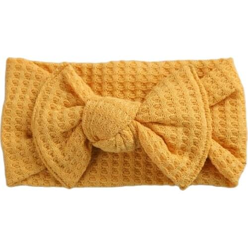 Baby Headband Knit Bow Girls Hairband For Children Solid Color Infant Turban Soft Newborn Bandage Baby Hair Accessories Waffle
