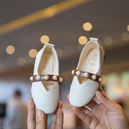 Kids Dress Spring Girl Shoes For Children Flats School Princess Leather Shoes Baby Girl Fashion Pearl Soft Bottom Shoe 1-12 Year