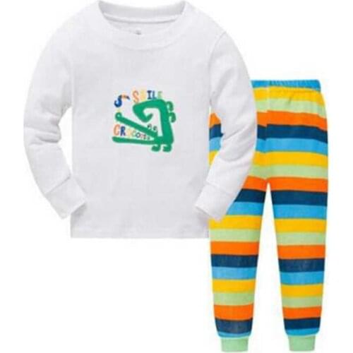 Cotton Pajamas Suit Children Long Sleeves Kids Clothes Sets for Girl Baby Underwear Cartoon Sleep Pants Homewear Nightwear P004