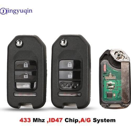 Jingyuqin 433Mhz ID47 Chip A/G System 3/4 Buttons Remote Car Key For Honda GREIZ Civic City XRV Vezel Full Key